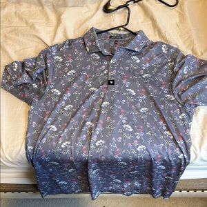 Bad Birdie Purple Floral Polo XL